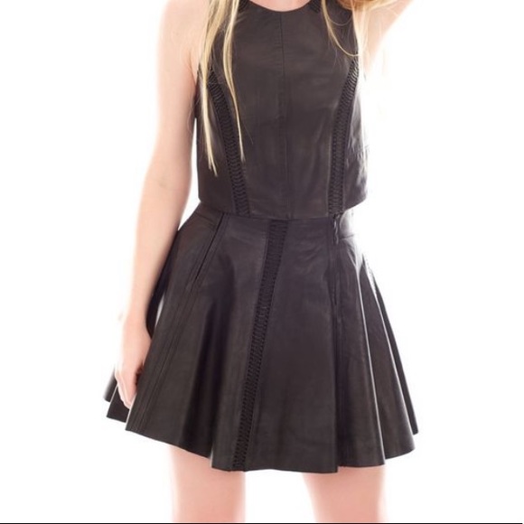 Rag & Bone Renard Black Leather Skater Skirt Sz 2 - Picture 6 of 7
